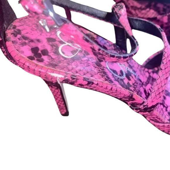 Jessica Simpson Ambrie Neon Pink Python Snake Print Sexy Heels - Picture 10 of 15